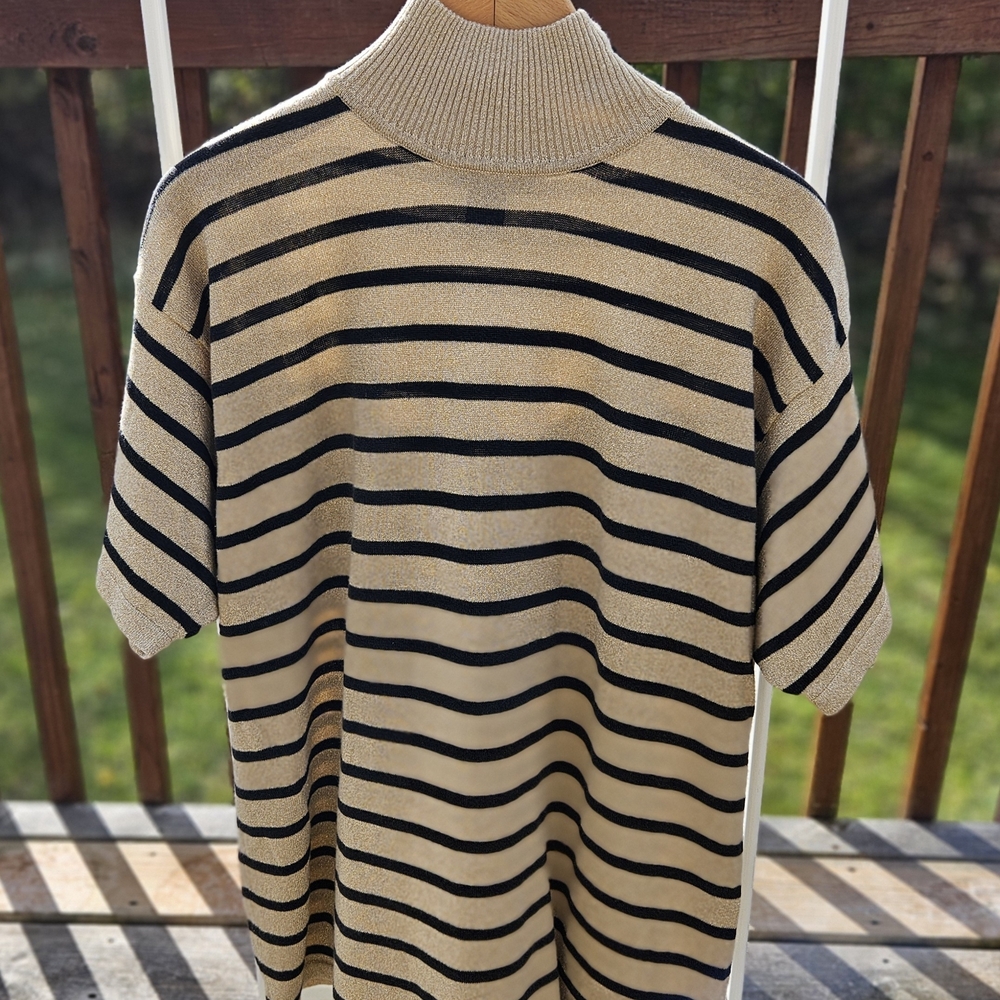 Vintage Striped Mock Turtleneck Sweater